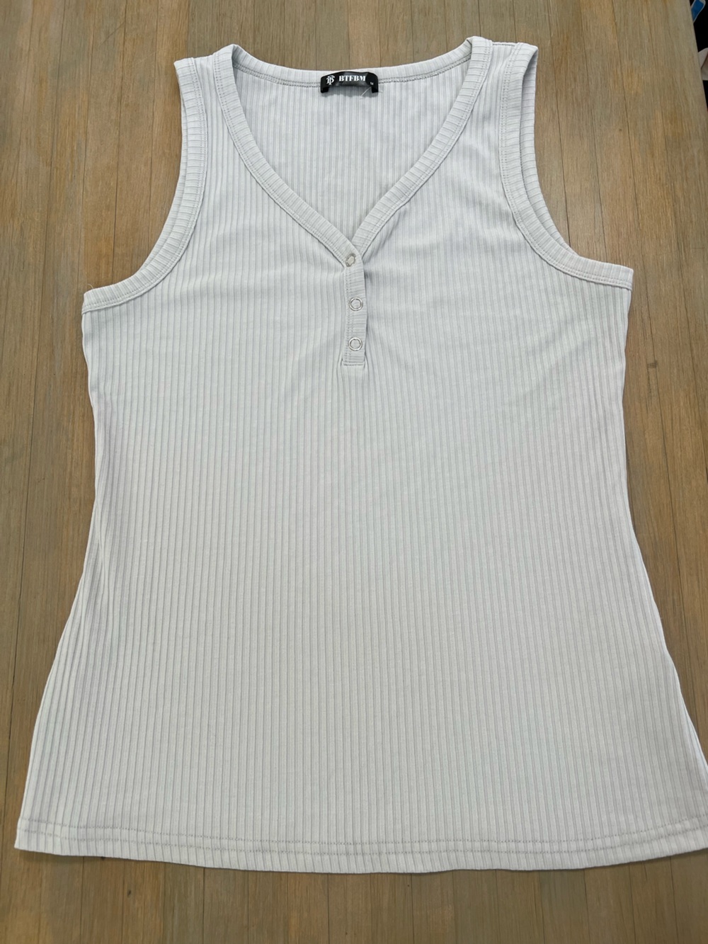Medium grey blue Henley tank